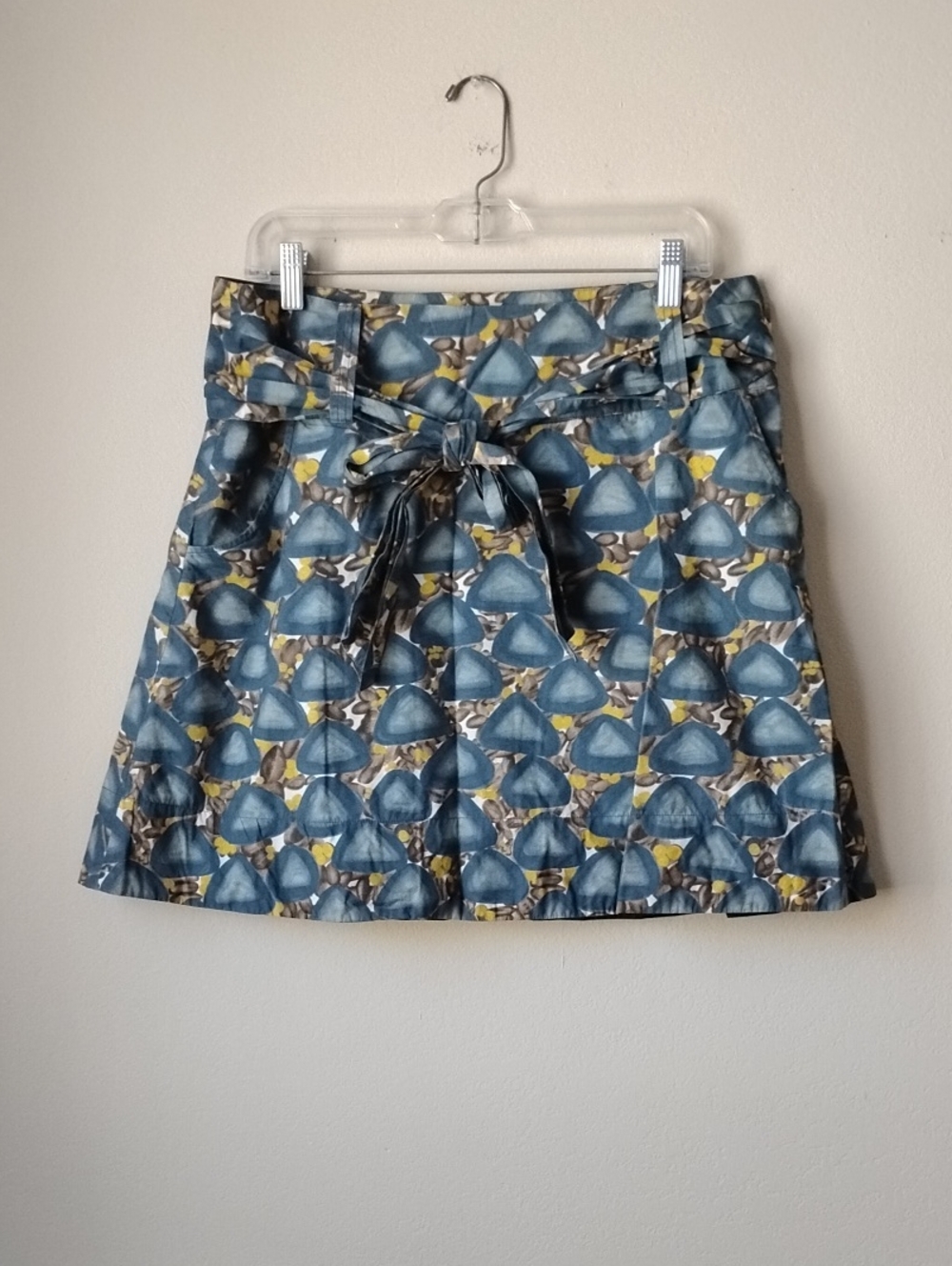Antropologie Fei Size 12 Women's A-Line Blue Belted Skirt